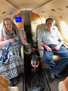 Robin, Doug and dogs on a private charter
