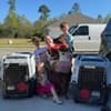 Family with pet travel by ground